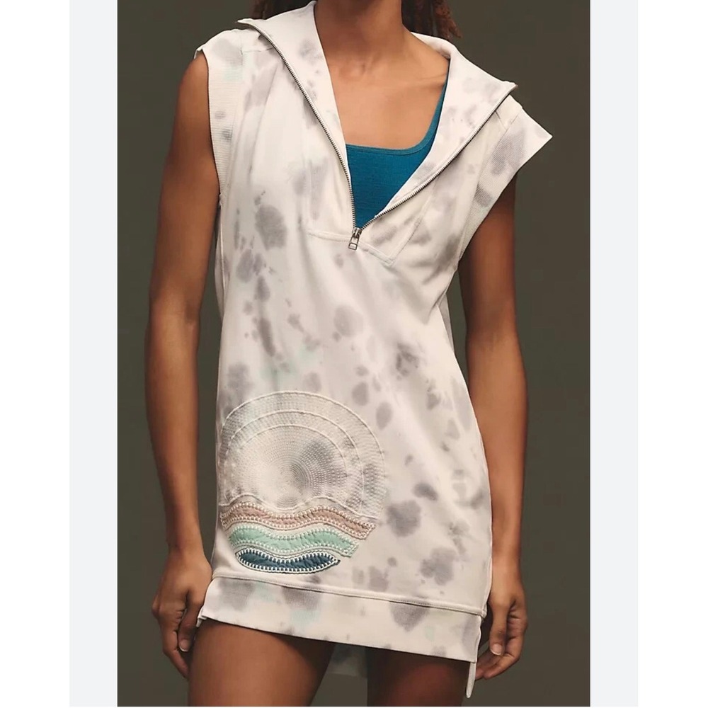 Daily Practice Anthropologie Sleeveless Tunic Tie Dye Sweatshirt XXS Embroidery